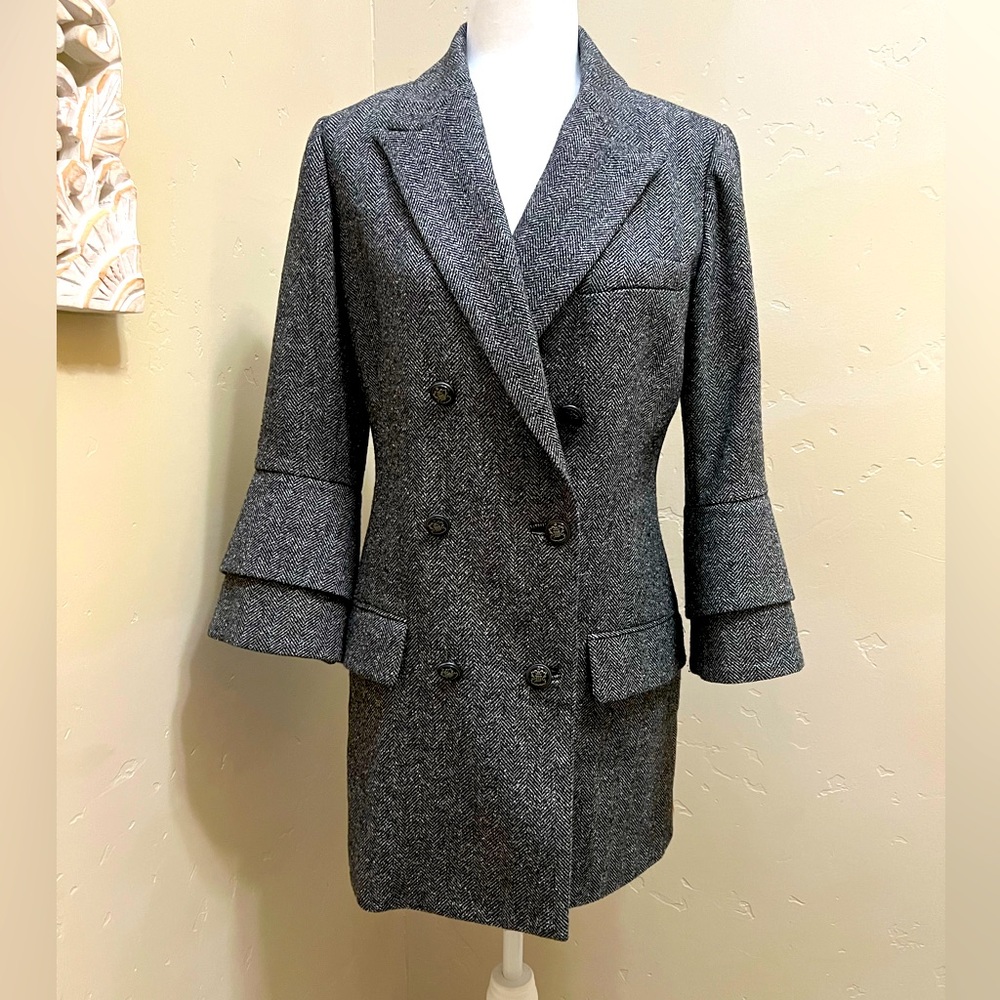 Classic Tweed Mini Dress or Blazer, Black/Soft Gray, Size Medium